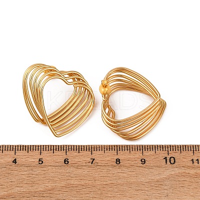 304 Stainless Steel Multilayer Heart Stud Earrings EJEW-L304-06G-1