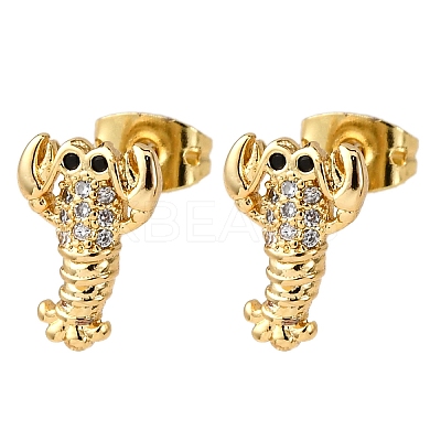 Brass Micro Pave Clear Cubic Zirconia Earrings EJEW-D328-03G-04-1