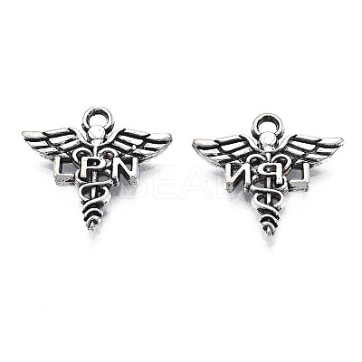 Tibetan Style Alloy LPN Caduceus Medical Symbol Charms LS-TIBEP-N008-133-1
