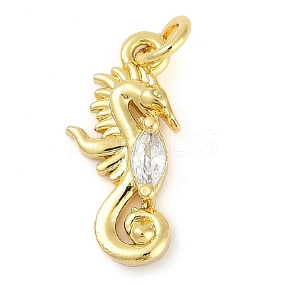 Rack Plating Brass Micro Pave Cubic Zirconia Pendants KK-P287-41A-G-1