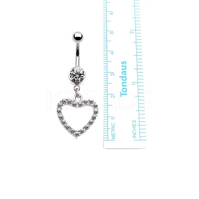 316L Surgical Stainless Steel Clear Cubic Zirconia Dangle Belly Button Rings WG93CBC-02-1