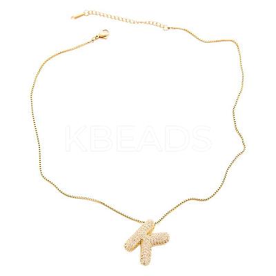 Brass Micro Pave Clear Cubic Zirconia Initial Pendant Necklaces for Women FS-WGDC51D-11-1