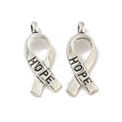 Awareness Ribbon Hope Tibetan Style Alloy Pendants TIBEP-R344-11AS-LF-1