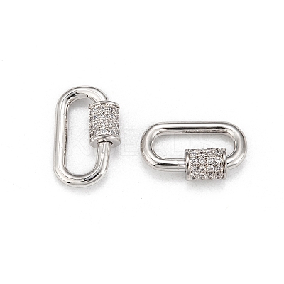 Brass Micro Pave Cubic Zirconia Screw Carabiner Lock Charms X-ZIRC-G160-22P-1