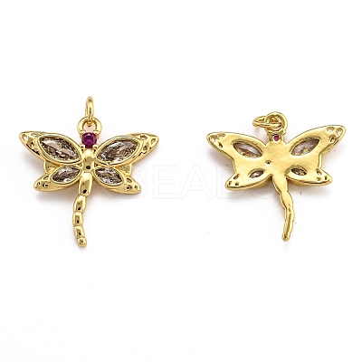 Brass Micro Pave Clear Cubic Zirconia Pendants ZIRC-J025-57G-1