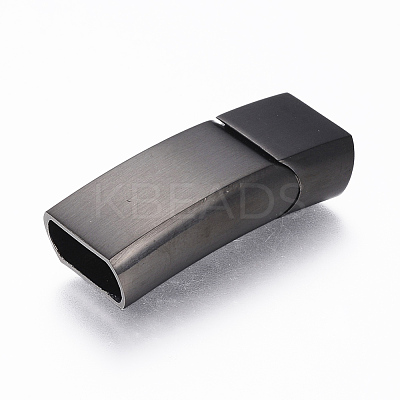 304 Stainless Steel Magnetic Clasps with Glue-in Ends X-STAS-F130-49B-1