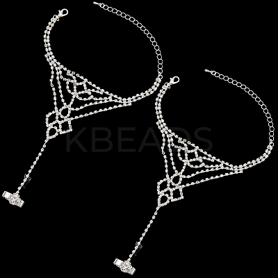 2Pcs Crystal Rhinestone Tennis Ring Bracelet BJEW-CN0001-18-1