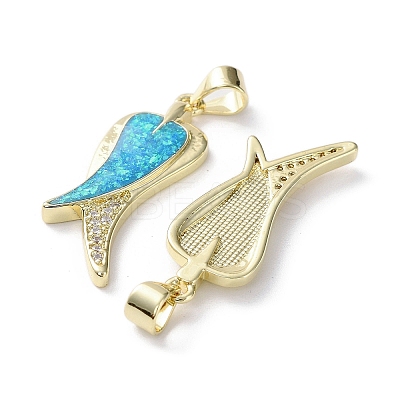 Rack Plating Brass Micro Pave Cubic Zirconia Pendants KK-C041-09G-1