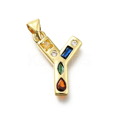 Brass Micro Pave Clear Cubic Zirconia Pendants KK-G521-01G-Y-01-1