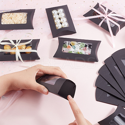 Paper Pillow Candy Boxes with Rectangle Visible Window CON-WH0094-18C-1