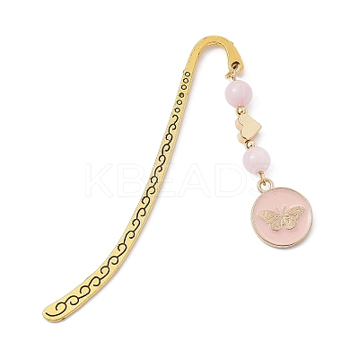 Natural Rose Quartz Bookmarks AJEW-JK00271-03-1