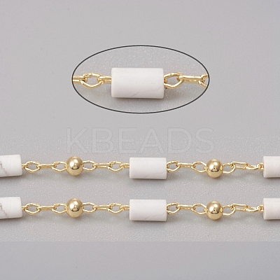 3.28 Feet Handmade Natural Howlite Beaded Chains X-CHC-E021-01G-1