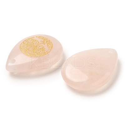 Natural Rose Quartz Drop Pendants G-C158-01D-1