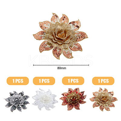 4Pcs 4 Colors 3D Flower Pattern Polyester Fabrics Computerized Embroidery Cloth Sew on Appliques PATC-NB0001-15C-1