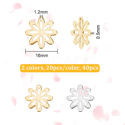 40Pcs 2 Colors 201 Stainless Steel Pendants STAS-UN0046-11-1