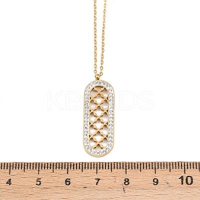 Polymer Clay Crystal Rhinestone Oval Pendant 304 Stainless Steel Cable Chain Necklaces for Women NJEW-A064-06G-1
