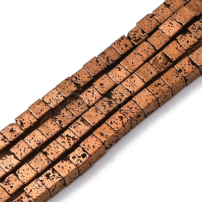 Electroplated Natural Lava Rock Beads Strands G-A256-B01-01H-1
