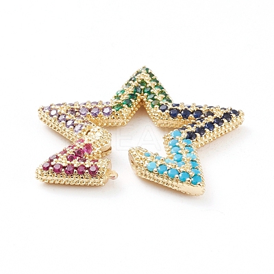 Brass Micro Pave Cubic Zirconia Spring Gate Rings ZIRC-L093-53G-1