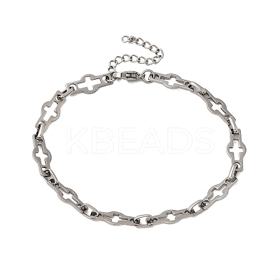 304 Stainless Steel Hollow Cross-Linked Bracelets for Men BJEW-JB12293-02-1
