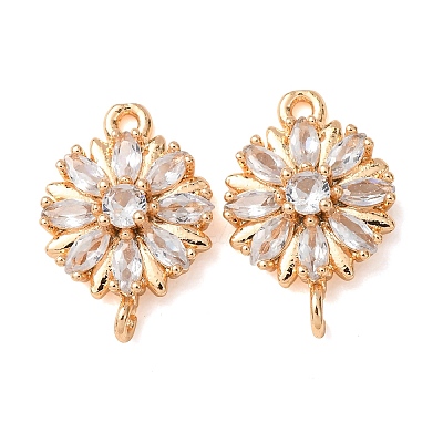 Brass Pave Clear Cubic Zirconia Connector Charms CU-CBAEC99-09G-1
