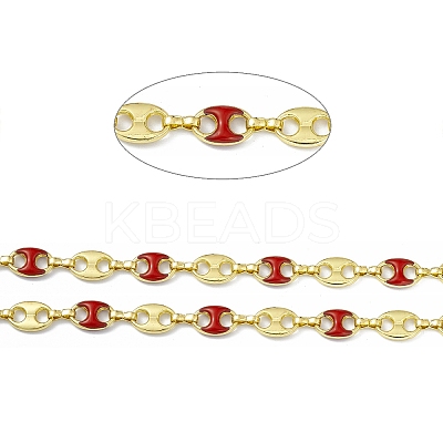 Handmade Enamel Coffee Bean Link Chains CHC-F015-12G-02-1