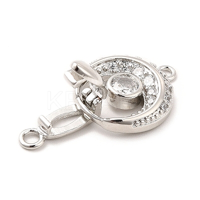 Rack Plating Brass Pave Clear Cubic Zirconia Fold Over Clasps KK-K270-04P-1