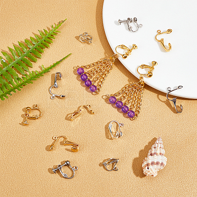 Brass & Iron Clip-on Earring Findings KK-SC0001-92-1