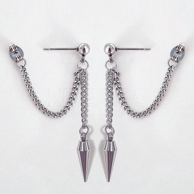 304 Stainless Steel Dangle Stud Earrings WGF9E4F-02-1