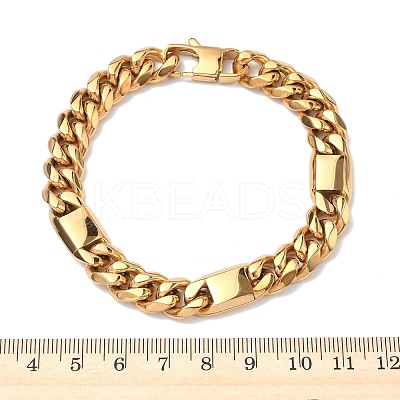 304 Stainless Steel Cuban Link Chain Bracelets for Women BJEW-G779-04B-G-1