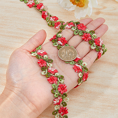 7 Yards 7 Colors Gradient Color Polyester Flower Lace Ribbon OCOR-DC0001-12-1