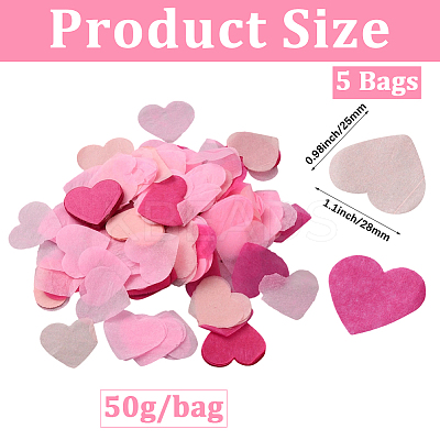 5 Bags Paper Heart Confetti AJEW-CP0011-74B-1