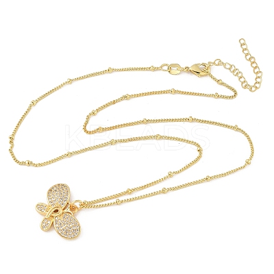 Brass Micro Pave Clear Cubic Zirconia Pendant Necklaces NJEW-D306-01G-A-1