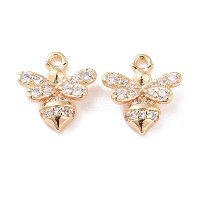 Brass Micro Pave Clear Cubic Zirconia Charms KK-G418-11G-1
