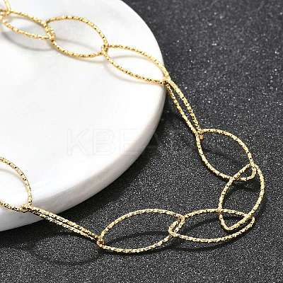 Ion Plating(IP) 304 Stainless Steel Horse Eye Link Chain Necklace for Men Women STAS-B039-02G-1