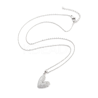 Valentine's Day Brass Micro Pave Clear Cubic Zirconia Pendant Necklaces LS-NJEW-B101-06P-1