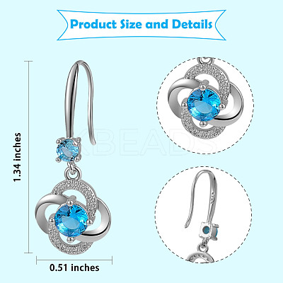 Flower Cubic Zirconia Drop Earring JE910A-1