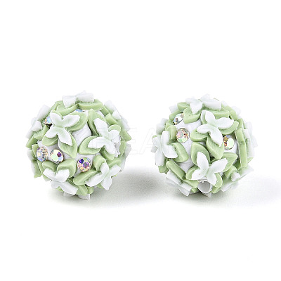 Handmade Polymer Clay Rhinestone and Resin Beads CLAY-T022-01B-1