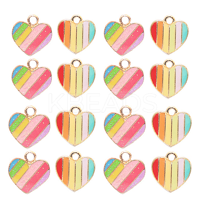 30Pcs 2 Styles Light Gold Alloy Enamel Charms ENAM-CJ0002-05-1