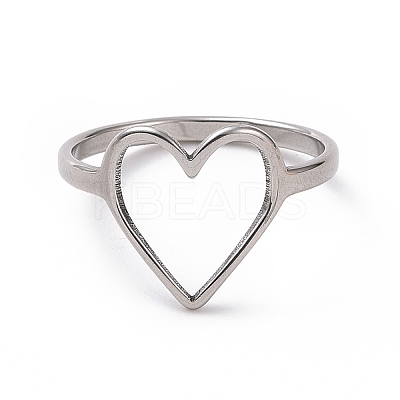 Non-Tarnish 201 Stainless Steel Heart Finger Ring RJEW-J051-16P-1