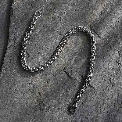Tarnish Resistant 304 Stainless Steel Wheat Chains Bracelets BJEW-O091-04P-1