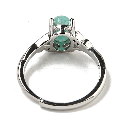 Oval Natural Amazonite Rings RJEW-Q818-01P-01A-1
