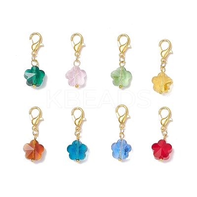 Flower Glass Pendant Decorations HJEW-JM03772-02-1