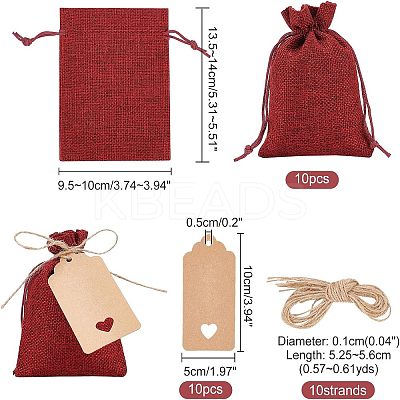 10Pcs Burlap Packing Pouches Drawstring Bags ABAG-NB0001-40A-1