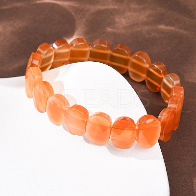 Dyed & Heated Natural Carnelian Faceted Beaded Stretch Bracelets for Women BJEW-K251-07P-1