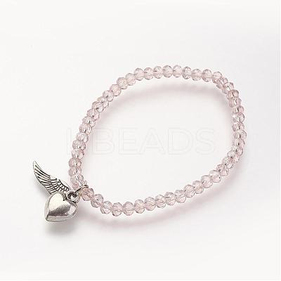 Faceted Abacus Glass Beads Stretch Bracelets BJEW-JB02719-1
