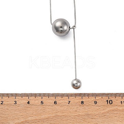 304 Stainless Steel Round Ball Pendant Snake Chain Necklaces NJEW-U028-03P-1