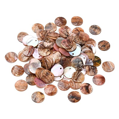 Spray Painted Natural Akoya Shell Charms SHEL-F007-15A-01-1