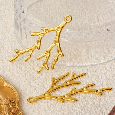 304 Stainless Steel Branch Pendant Rhinestone Settings PW-WGF5026-02-1
