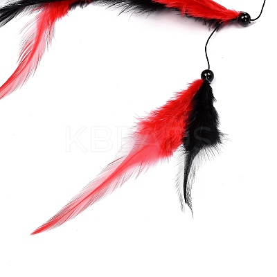 Moon Woven Net/Web with Feather Pendant Decoration HJEW-I013-05-1