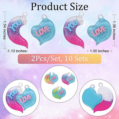 10 Sets Gradient Color Opaque Resin Pendants RESI-SZ0001-91D-1